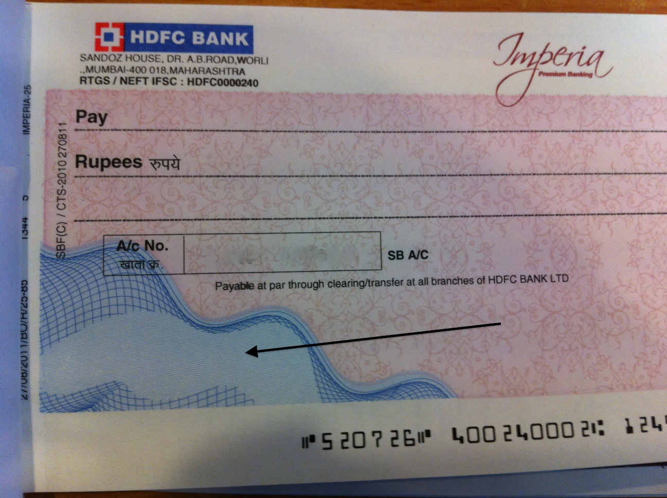hdfc bank chequebook with name